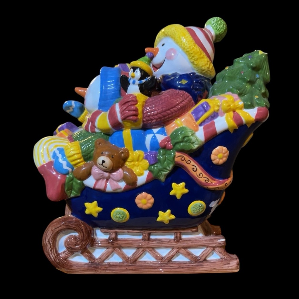 Vintage Sapota Ceramic Christmas Snowmen Sleigh